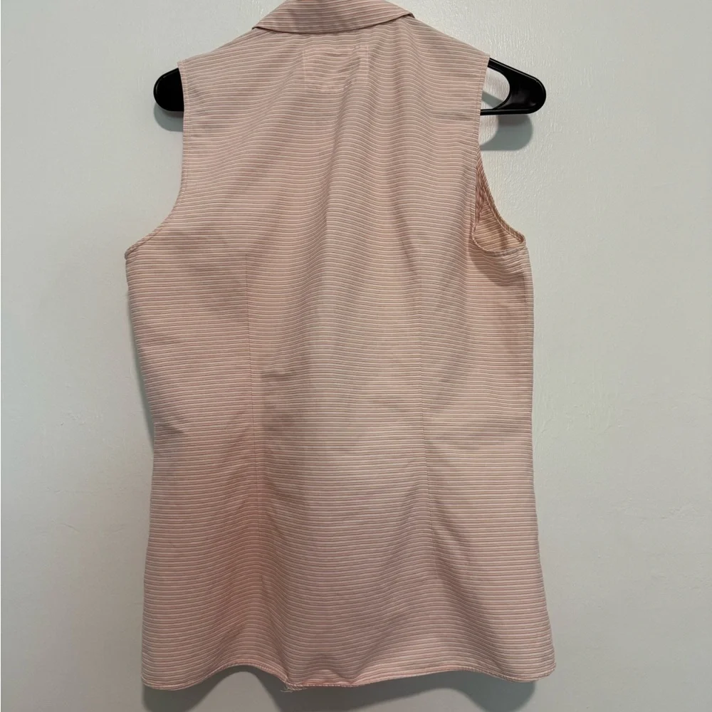 Lafayette 148 New York Womens Button Up collared Blouse Pink Striped Size 12 - Picture 4 of 4